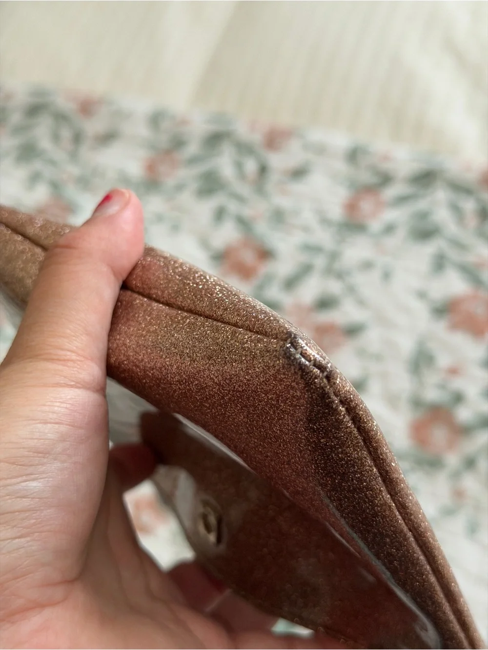kate spade Rose Gold Glitter Zip Wristlet